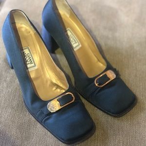 Gianni Versace Vintage Square Toe Heels 38 1/2